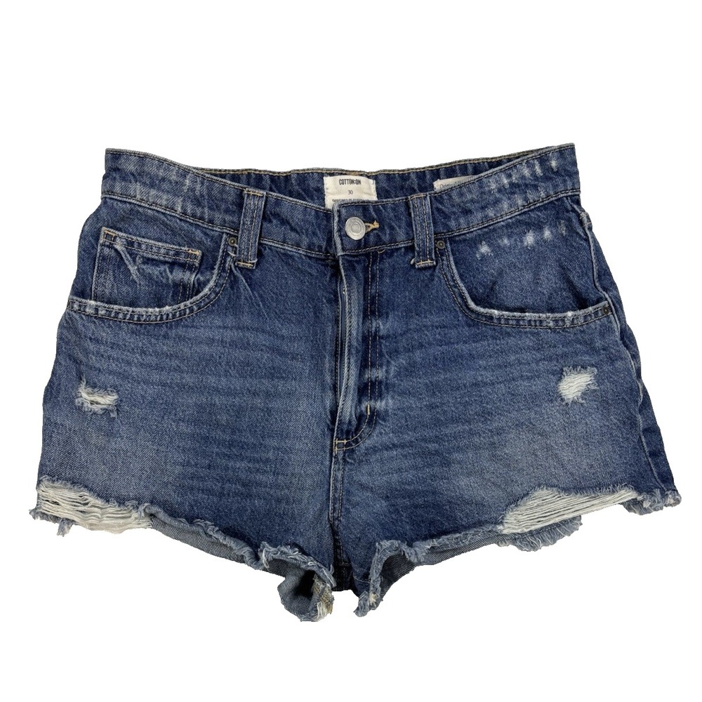 Cotton:On Original Cut Off Shorts Women 30 Blue Distressed Rockabilly Festival